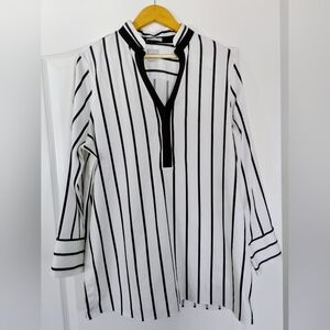 Chico's Black and White Striped Blouse